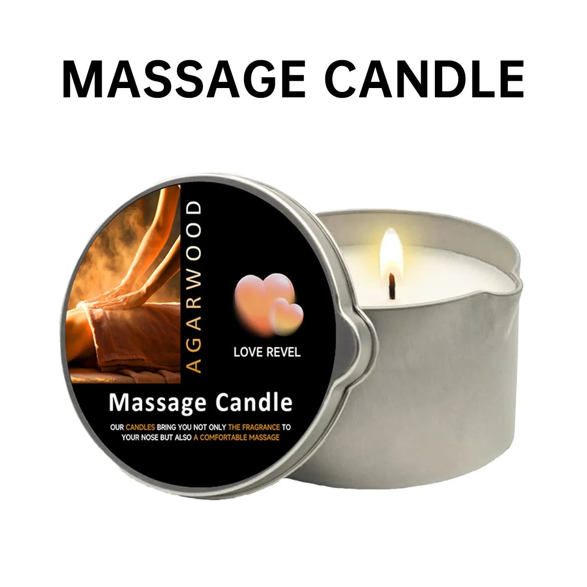 Massage Candle -Essential Oil- Six different scents , 1oz/2oz Melts into Warm Massage Oil - Sensual Massage Candle, Pour Spout