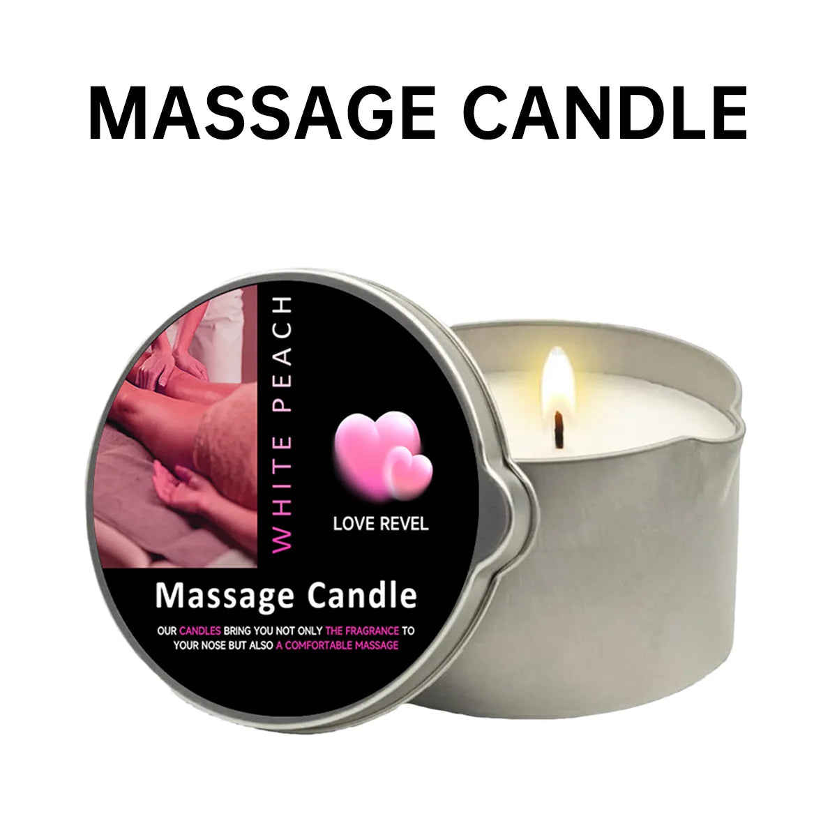 Massage Candle -Essential Oil- Six different scents , 1oz/2oz Melts into Warm Massage Oil - Sensual Massage Candle, Pour Spout