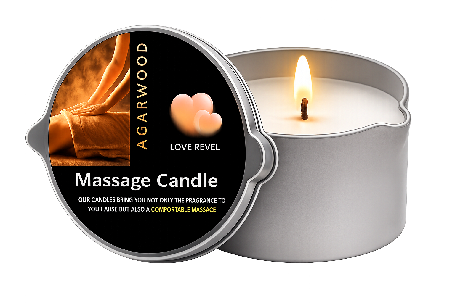 Massage Candle -Essential Oil- Six different scents , 1oz/2oz Melts into Warm Massage Oil - Sensual Massage Candle, Pour Spout