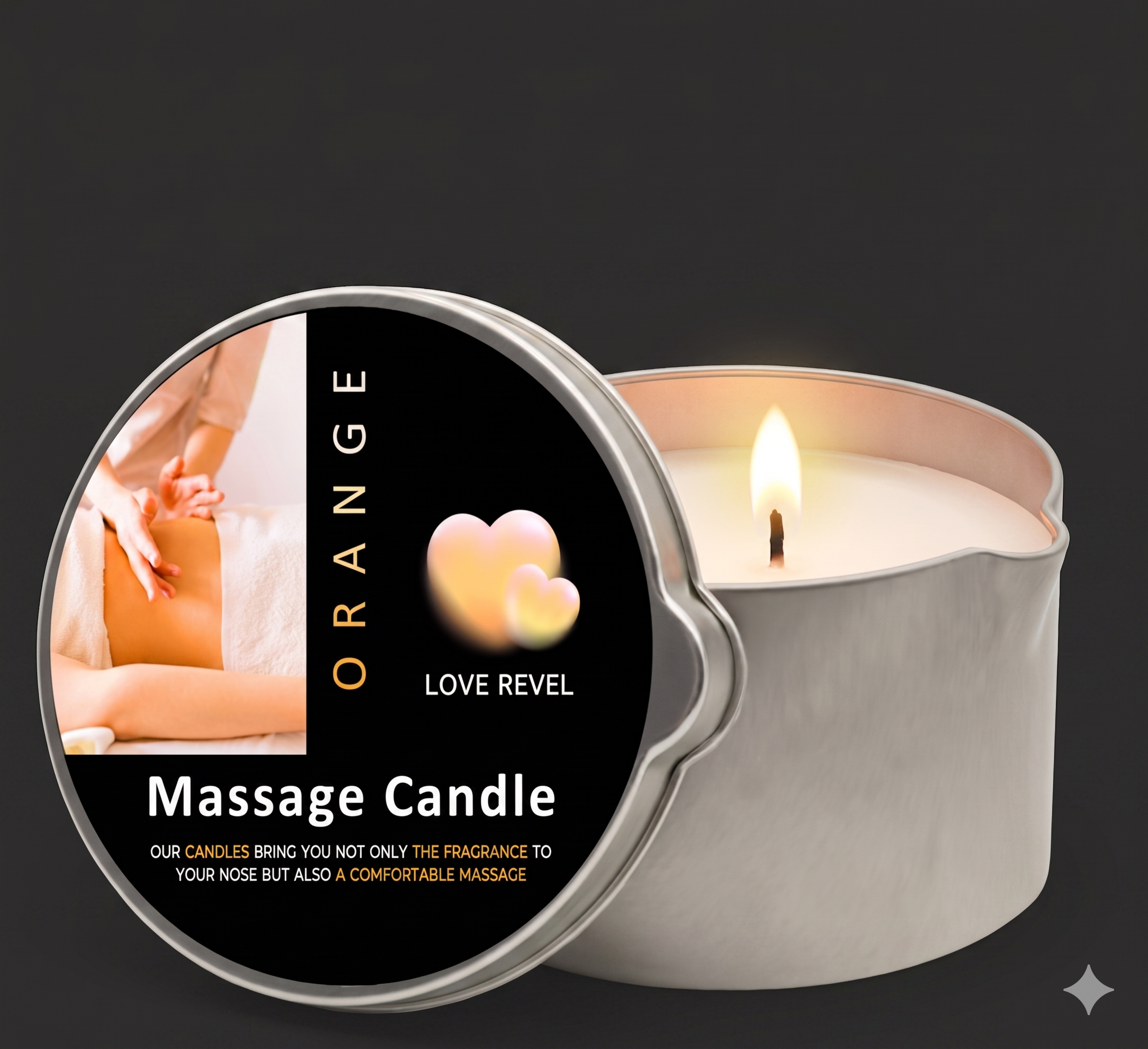 Massage Candle -Essential Oil- Six different scents , 1oz/2oz Melts into Warm Massage Oil - Sensual Massage Candle, Pour Spout