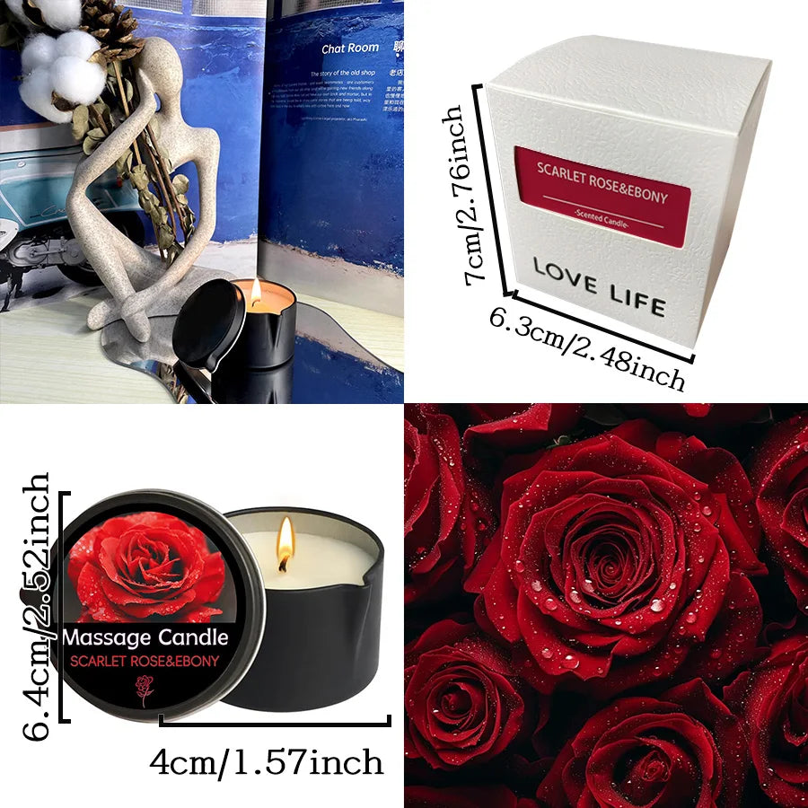 Massage Candle -Essential Oil- Six different scents , 1oz/2oz Melts into Warm Massage Oil - Sensual Massage Candle, Pour Spout