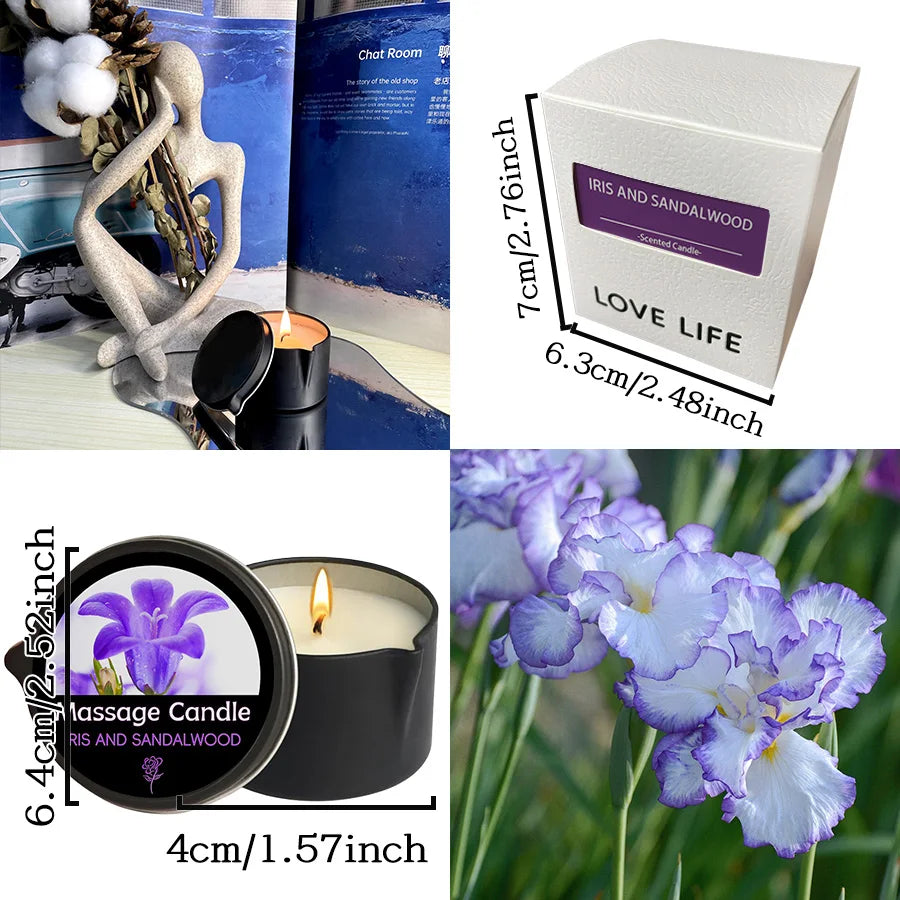 Massage Candle -Essential Oil- Six different scents , 1oz/2oz Melts into Warm Massage Oil - Sensual Massage Candle, Pour Spout