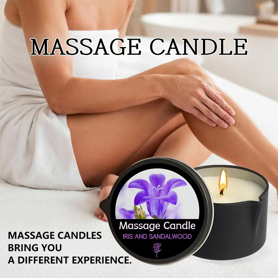 Massage Candle -Essential Oil- Six different scents , 1oz/2oz Melts into Warm Massage Oil - Sensual Massage Candle, Pour Spout