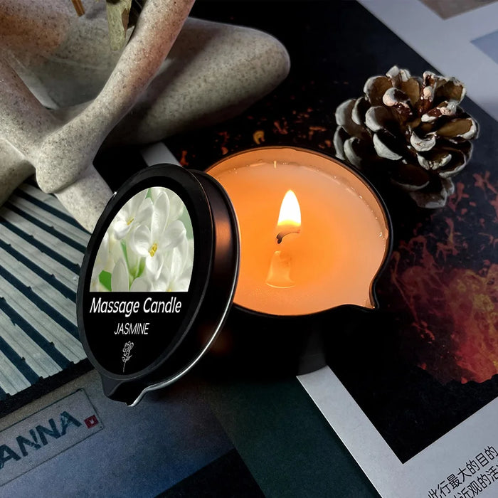 Massage Candle -Essential Oil- Six different scents , 1oz/2oz Melts into Warm Massage Oil - Sensual Massage Candle, Pour Spout