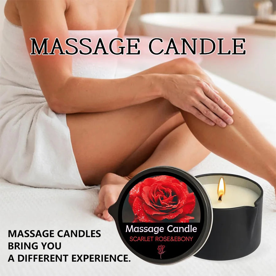Massage Candle -Essential Oil- Six different scents , 1oz/2oz Melts into Warm Massage Oil - Sensual Massage Candle, Pour Spout