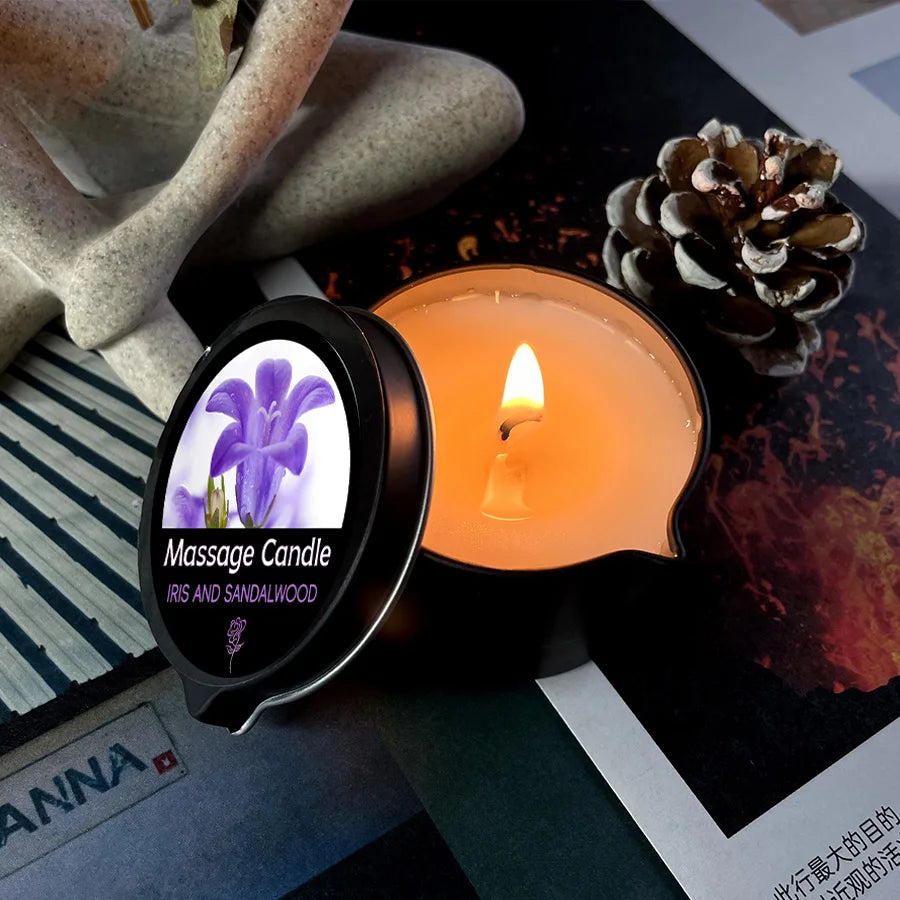 Massage Candle -Essential Oil- Six different scents , 1oz/2oz Melts into Warm Massage Oil - Sensual Massage Candle, Pour Spout