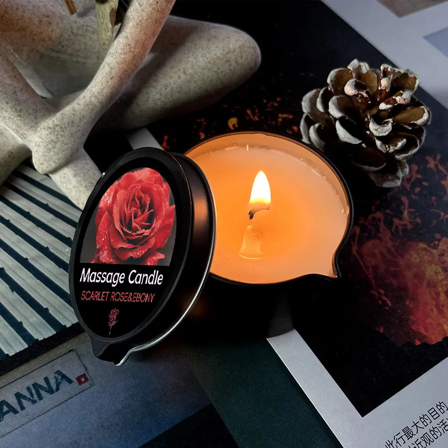 Massage Candle -Essential Oil- Six different scents , 1oz/2oz Melts into Warm Massage Oil - Sensual Massage Candle, Pour Spout