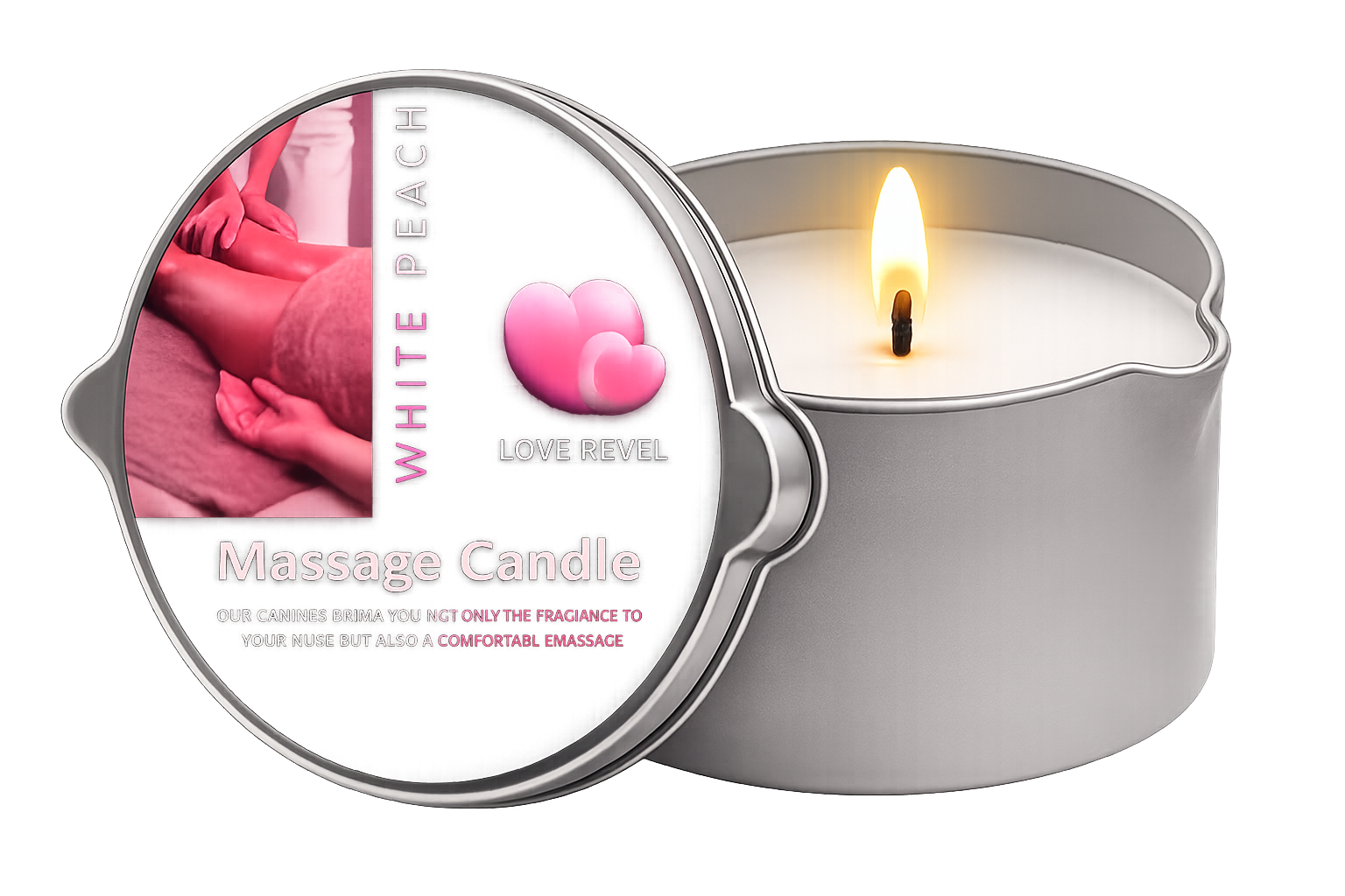 Massage Candle -Essential Oil- Six different scents , 1oz/2oz Melts into Warm Massage Oil - Sensual Massage Candle, Pour Spout